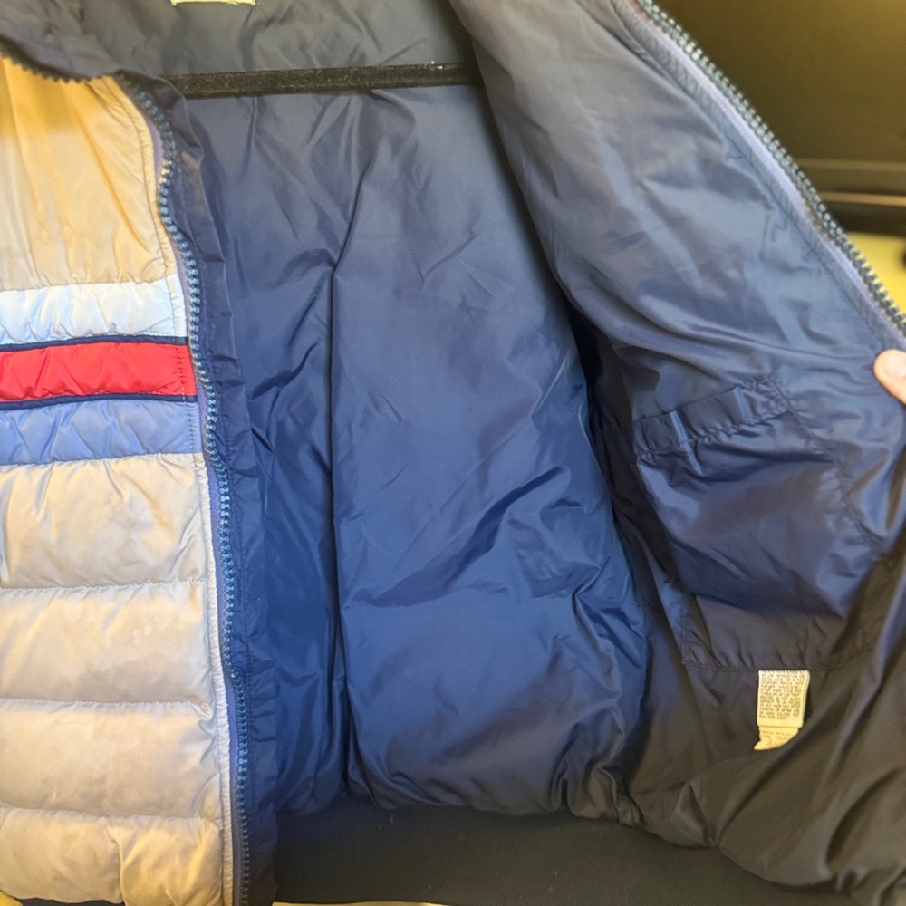 Vintage Rollie Skiwear Down Jacket Made in USA – Tan, Red & Blue Retro Puffer - Picture 6 of 7